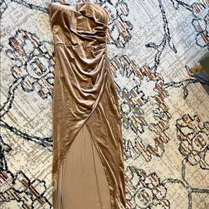 Elegant Gold Velvet Dress